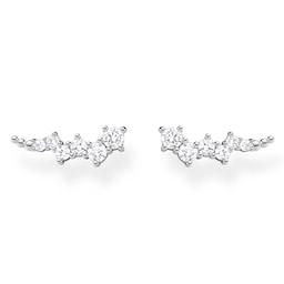 37300798 - Sterling Silver Cubic Zirconia Star Climber Earrings