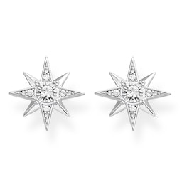 37300799 - Sterling Silver Cubic Zirconia Cosmo Star Stud Earrings