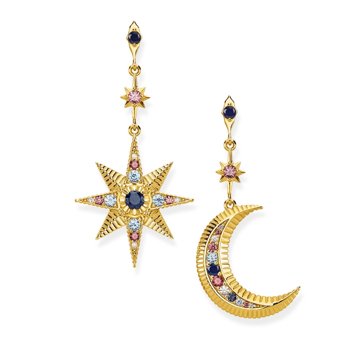 Thomas Sabo Yellow Gold Plated Cubic Zirconia Moon Star Earrings