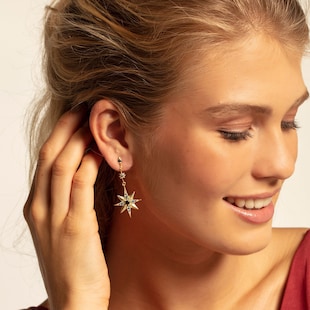 Thomas Sabo Yellow Gold Plated Cubic Zirconia Moon Star Earrings
