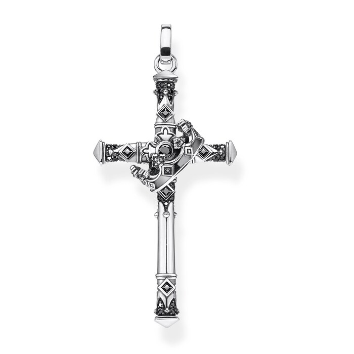 Thomas Sabo Mens Sterling Silver Cubic Zirconia Cross Pendant