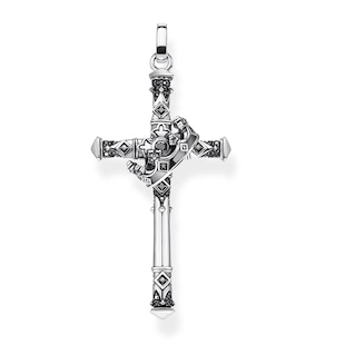Thomas Sabo Mens Sterling Silver Cubic Zirconia Cross Pendant