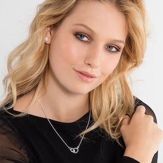 Thomas Sabo Sterling Silver Cubic Zirconia 40-45cm Interlocking Necklace