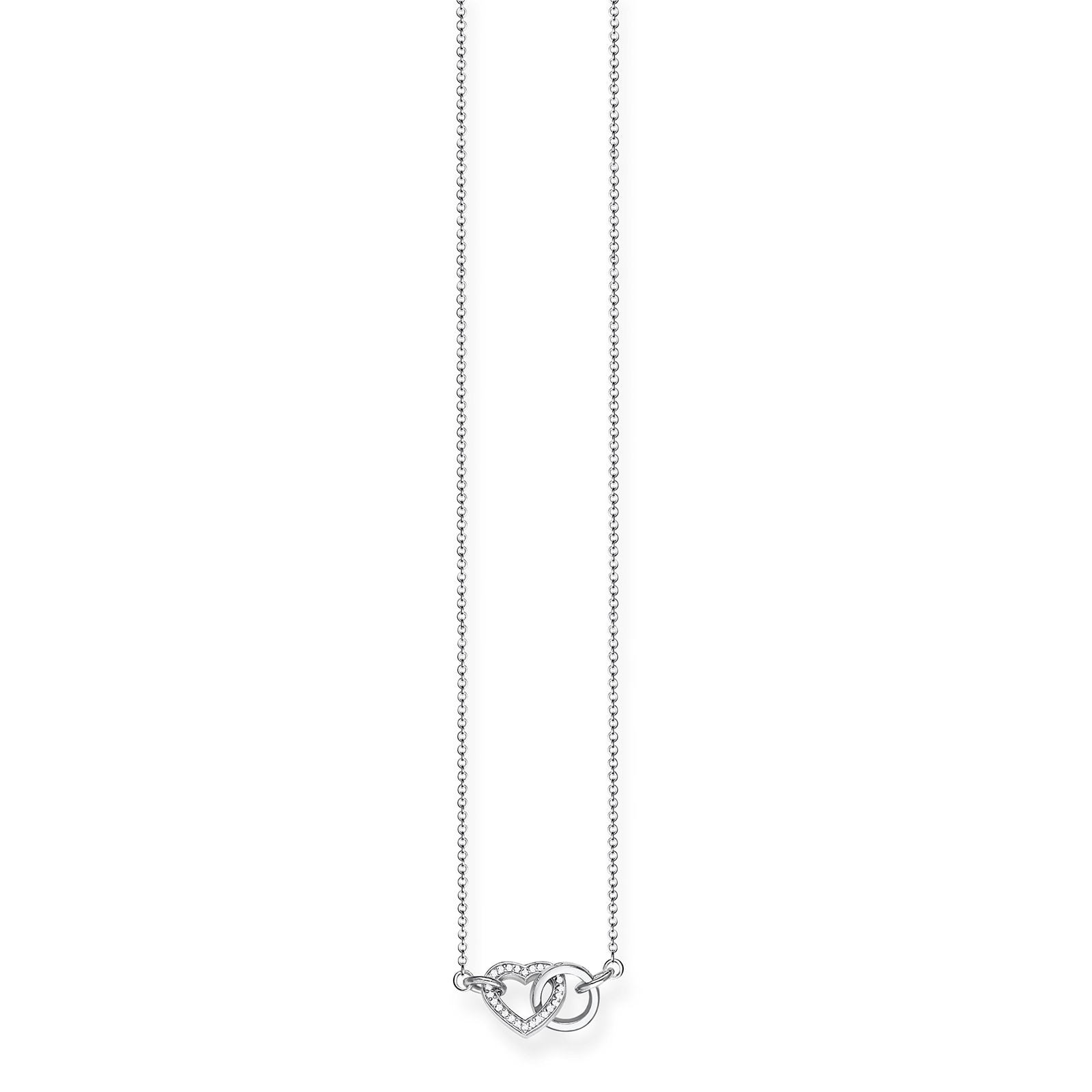 Thomas Sabo Sterling Silver Cubic Zirconia 40-45cm Heart Interlocking Necklace