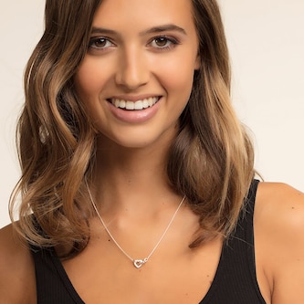 Thomas Sabo Sterling Silver Cubic Zirconia 40-45cm Heart Interlocking Necklace Thomas Sabo Sterling Silver Cubic Zirconia 40-45cm Heart Interlocking Necklace