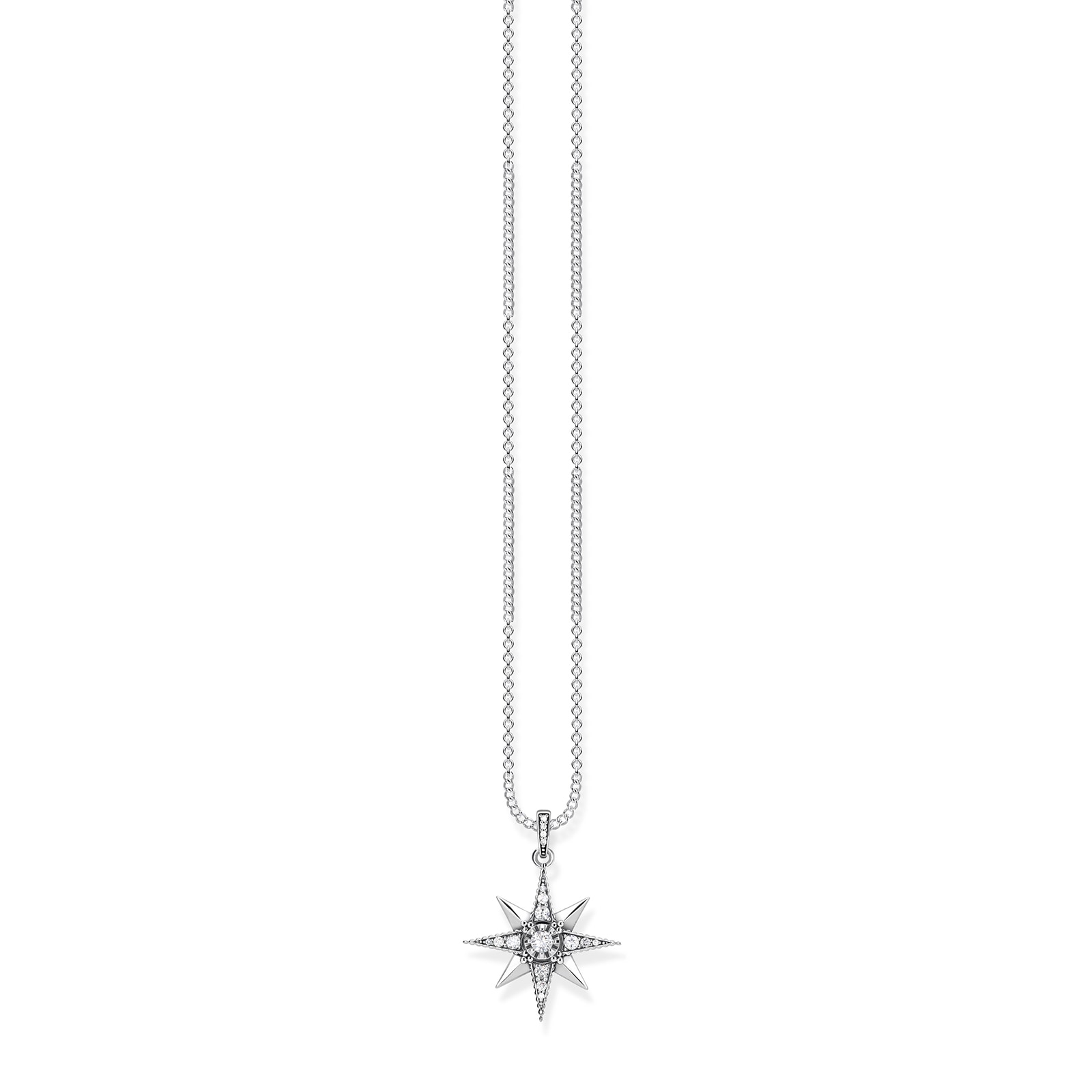 Sterling Silver Cubic Zirconia 40-45cm Star Pendant