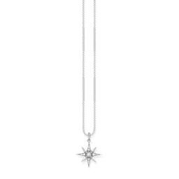 37300817 - Sterling Silver Cubic Zirconia 40-45cm Star Pendant