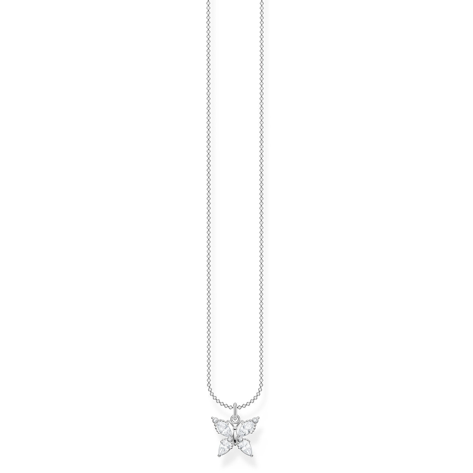 Thomas Sabo Sterling Silver Cubic Zirconia 38-45cm Large Butterfly Pendant