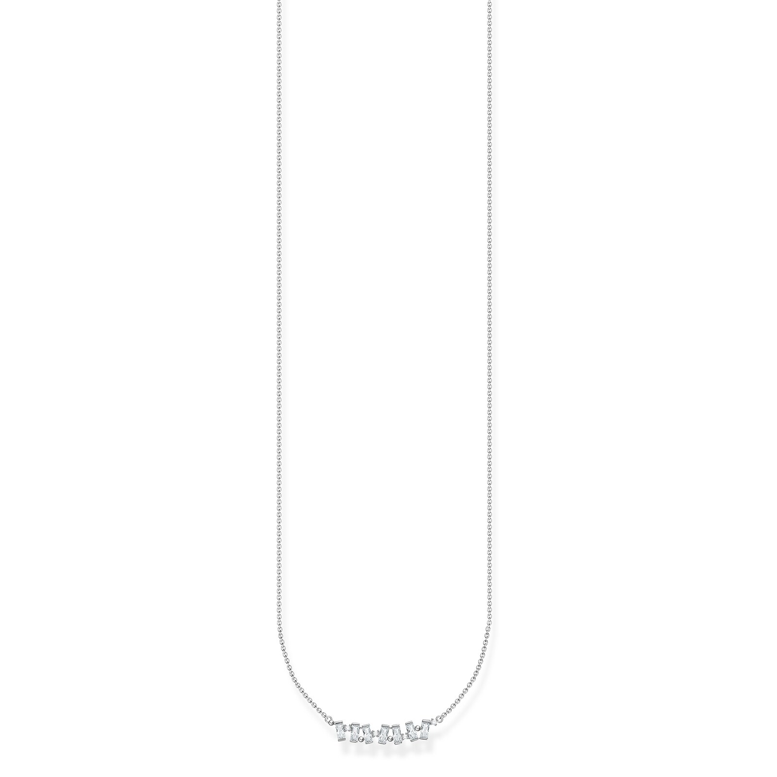 Thomas Sabo Sterling Silver Cubic Zirconia Baguette 38-45cm Necklace
