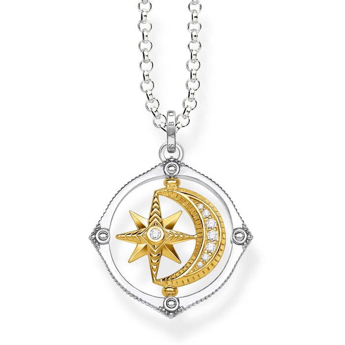 Thomas Sabo Yellow Gold Plated & Sterling Silver Moon & Star Pendant