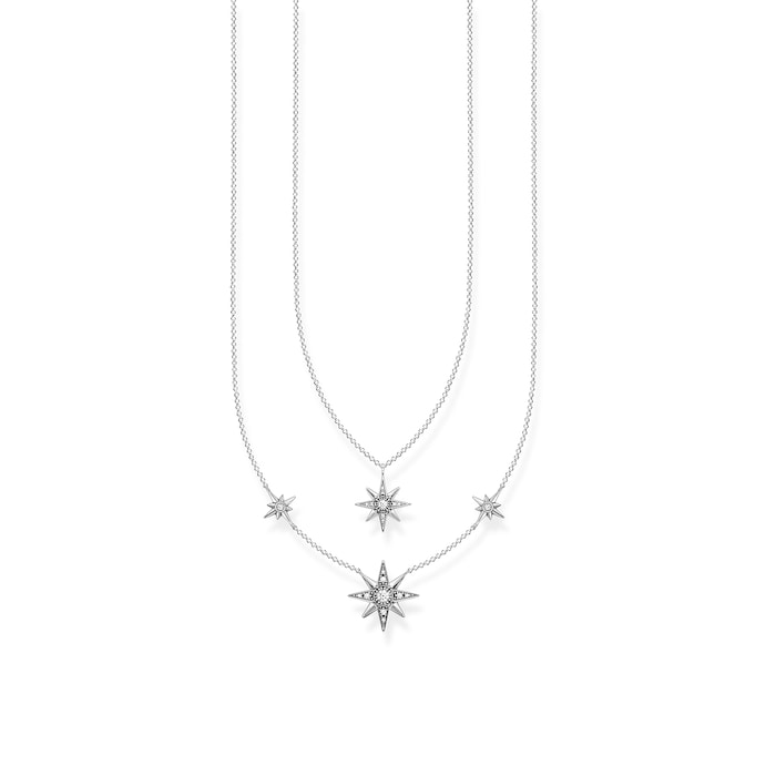 Thomas Sabo Sterling Silver Cubic Zirconia 40-45cm Row Star Necklace