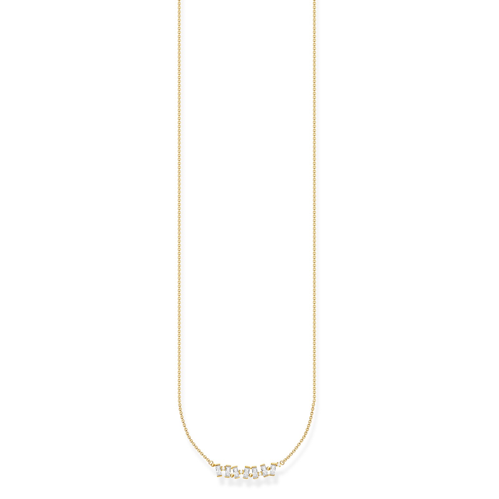 Thomas Sabo Yellow Gold Coloured Cubic Zirconia Baguette 38-45cm Necklace