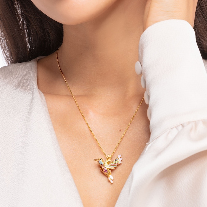 Thomas Sabo Yellow Gold Coloured Cubic Zirconia Bird Pendant