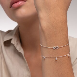 THOMAS SABO Bracciale Donna Con Pietre Effetto 3D – Argento 925, Ciondolo Ondulato, Regolabile 16-19 Cm, Zirconia Cubica