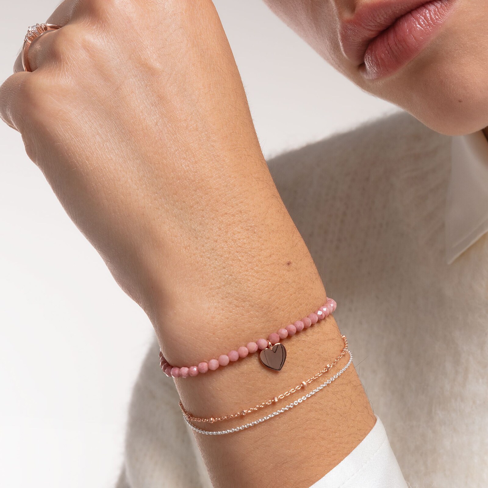 Thomas Sabo Rose Gold Coloured Pink Bead 13-20cm Bracelet