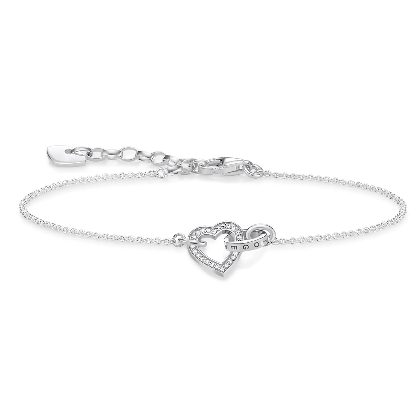 Thomas Sabo Sterling Silver Cubic Zirconia 16-19cm Heart Bracelet