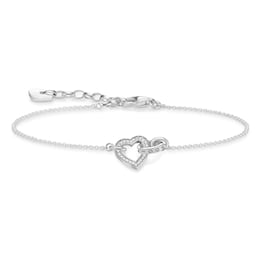 37300855 - Sterling Silver Cubic Zirconia 16-19cm Heart Bracelet