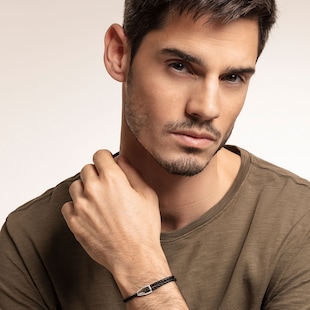 Thomas Sabo Mens Dark Leather 14-25cm Bracelet