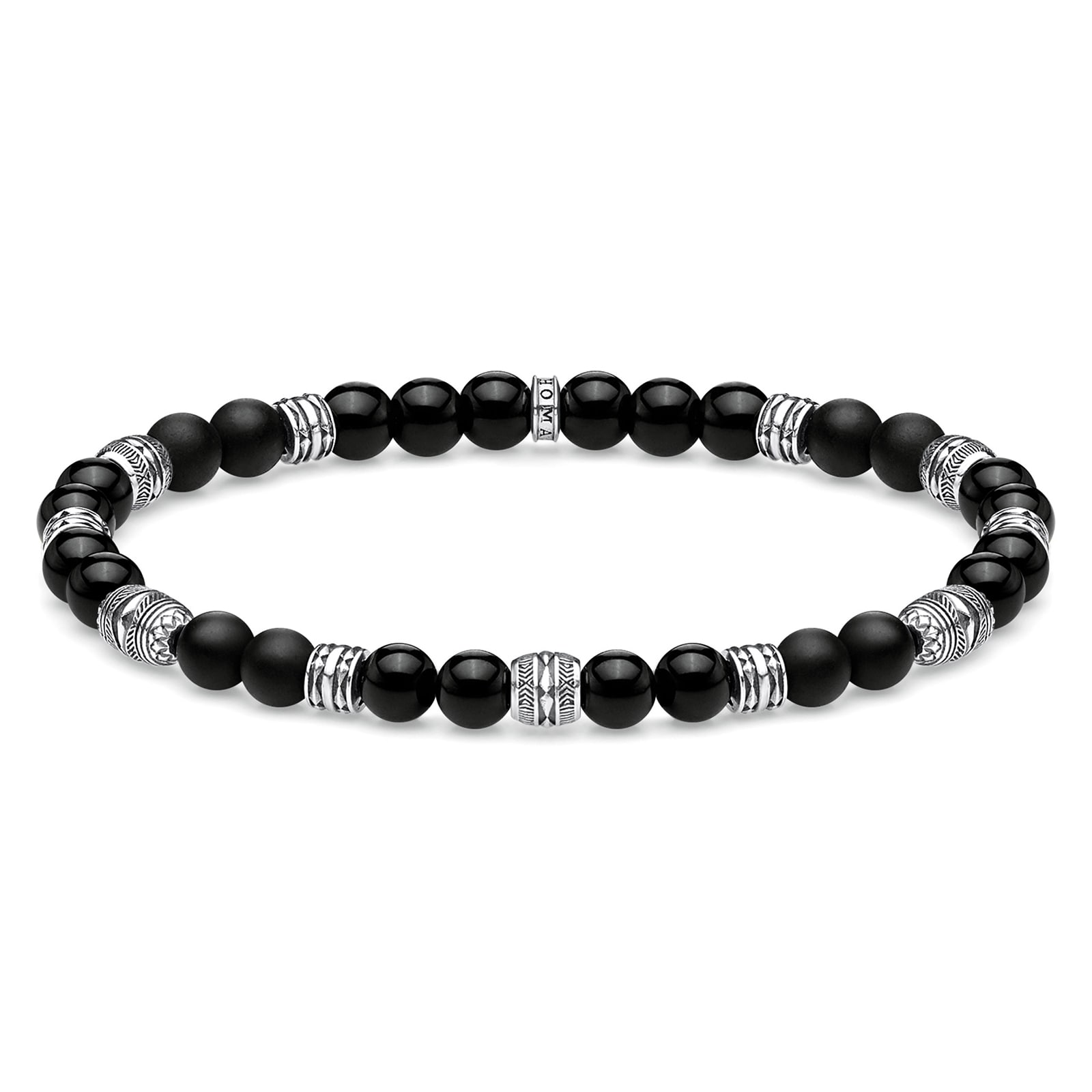 Thomas Sabo Mens Dark Obsidian Bead 19cm Bracelet