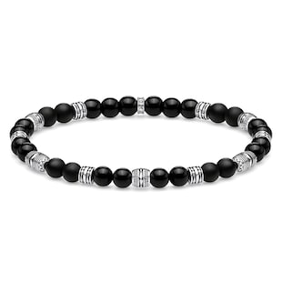 Thomas Sabo Mens Dark Obsidian Bead 19cm Bracelet