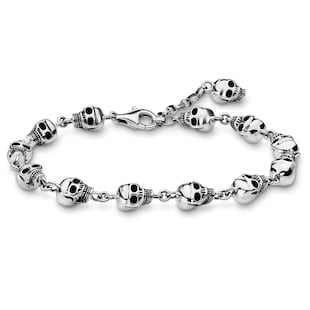 Thomas Sabo Mens Sterling Silver 16-19cm Skull Bracelet