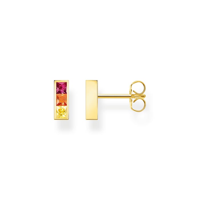 Thomas Sabo 18ct Yellow Gold Coloured Rainbow Stone Stud Earrings