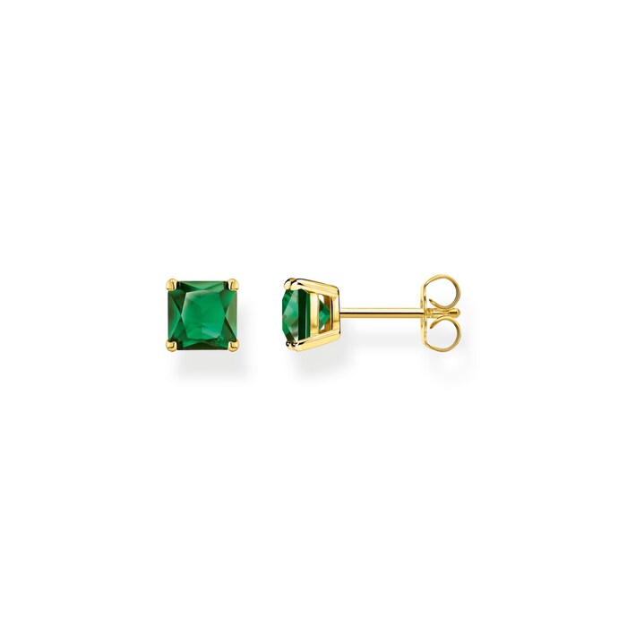 Thomas Sabo 18ct Yellow Gold Plated Green Stone Stud Earrings