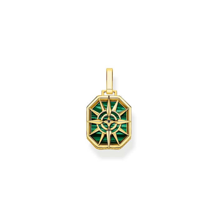 Thomas Sabo Mens 18ct Yellow Gold Coloured Green Pendant