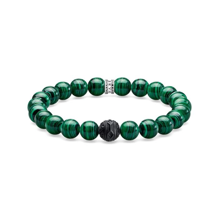 Thomas Sabo Mens Green Bead Bracelet