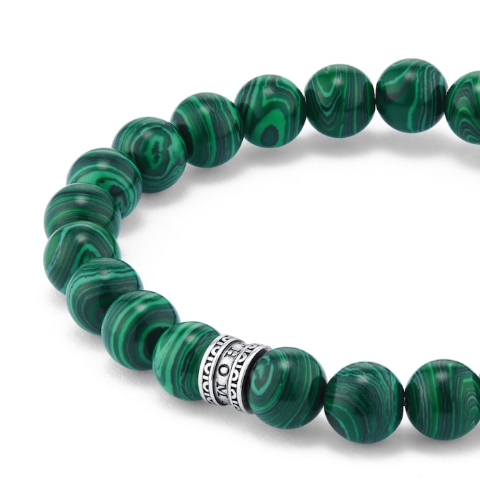 Thomas Sabo Mens Green Bead Bracelet