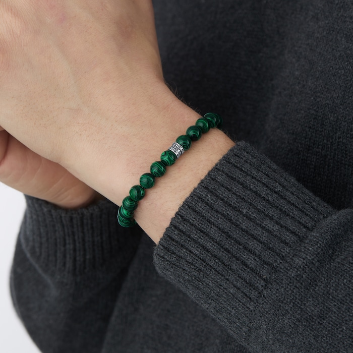 Thomas Sabo Mens Green Bead Bracelet