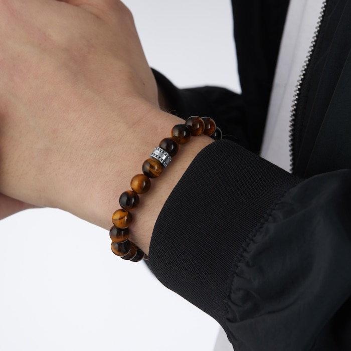 Thomas Sabo Mens Brown Bead Bracelet