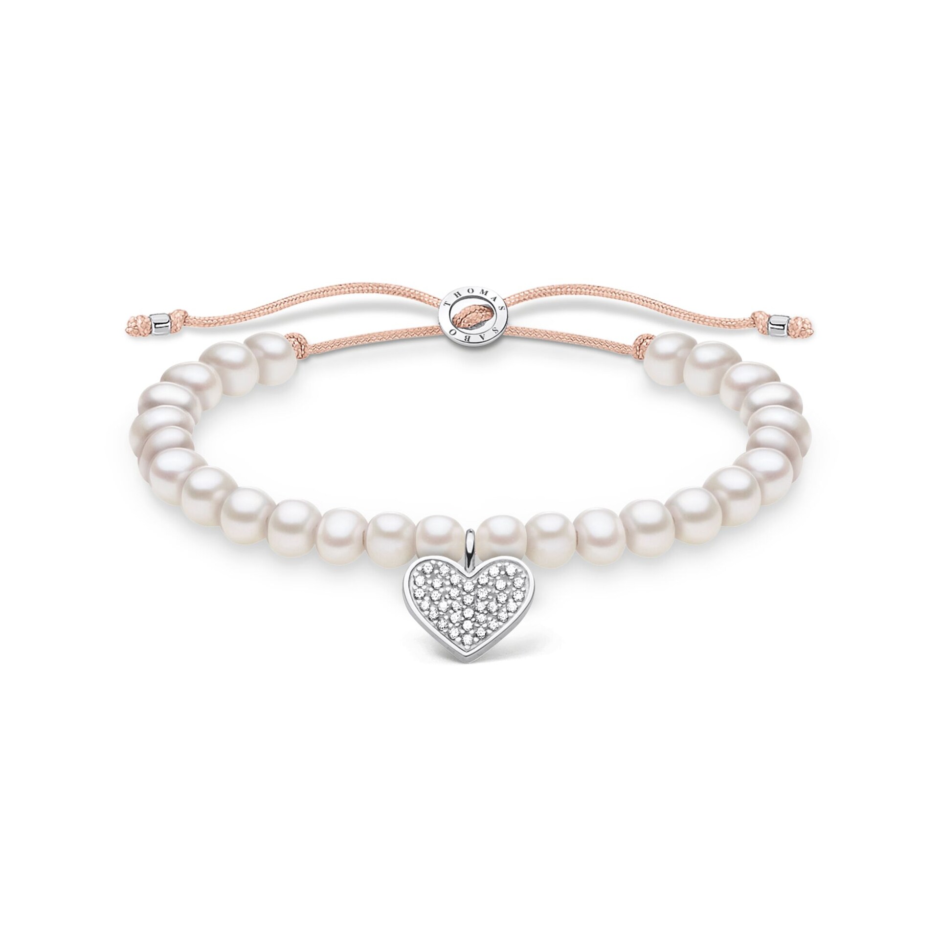 Thomas Sabo Sterling Silver Pearl Heart Pavé Bracelet