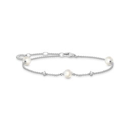 37300909 - Sterling Silver Pearl 
Cubic Zirconia Stone Bracelet