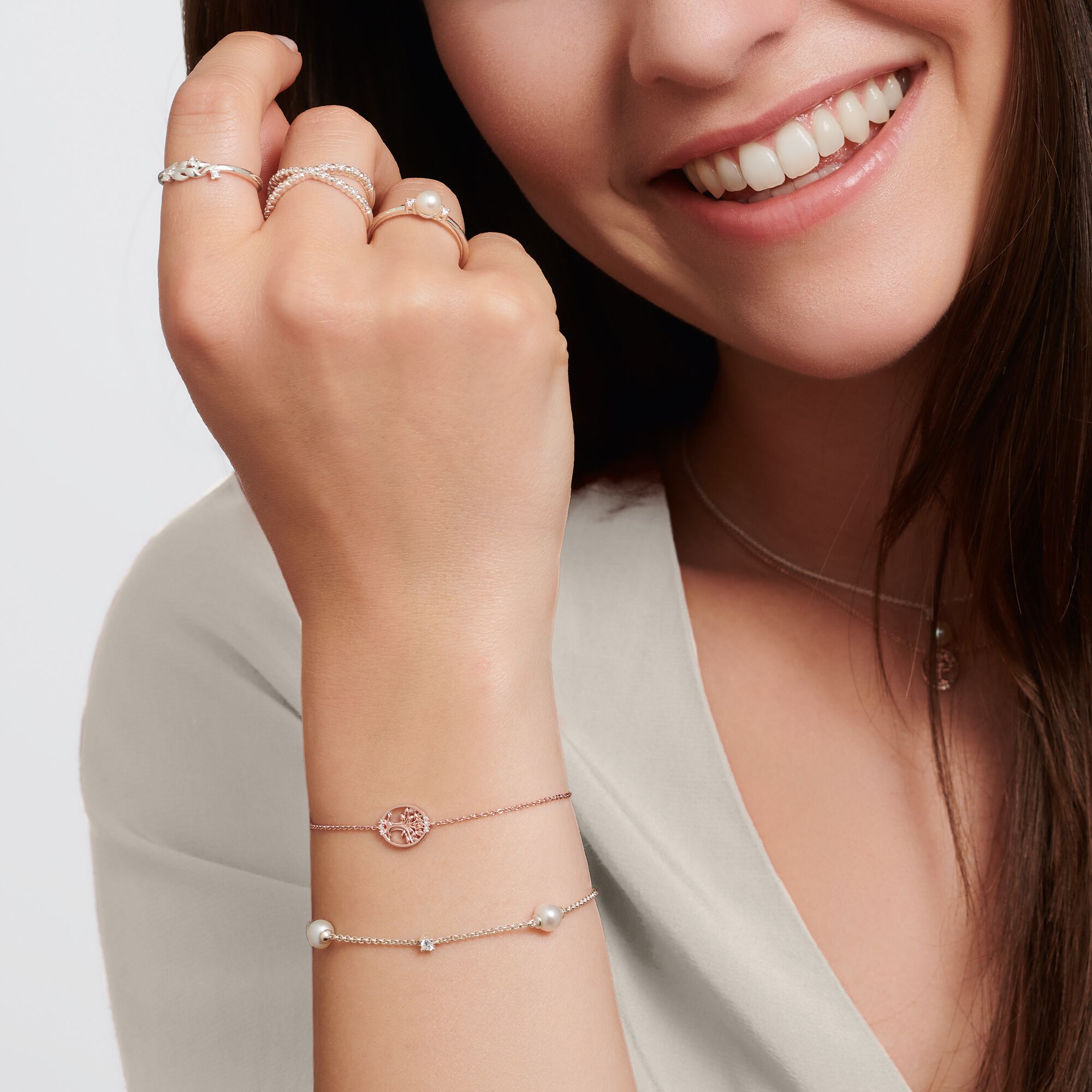 Thomas Sabo Sterling Silver Pearl & Cubic Zirconia Stone Bracelet Thomas Sabo Sterling Silver Pearl & Cubic Zirconia Stone Bracelet