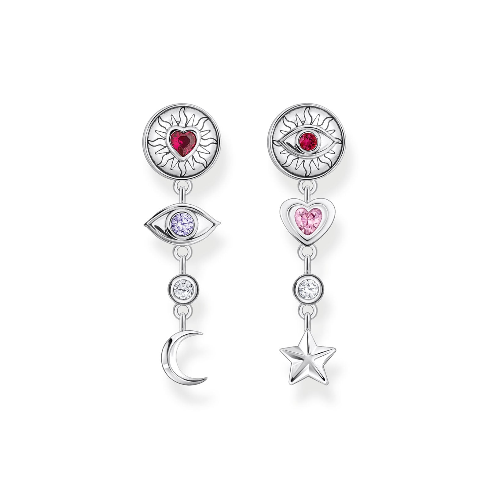 Thomas Sabo Sterling Silver 3D Symbol & Multi Stone Drop Earrings