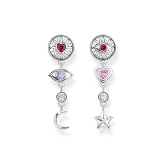 Thomas Sabo Sterling Silver 3D Symbol & Multi Stone Drop Earrings Thomas Sabo Sterling Silver 3D Symbol & Multi Stone Drop Earrings