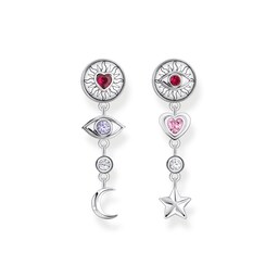 37300918 - Sterling Silver 3D Symbol & Multi Stone Drop Earrings