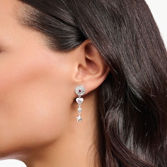 Thomas Sabo Sterling Silver 3D Symbol & Multi Stone Drop Earrings Thomas Sabo Sterling Silver 3D Symbol & Multi Stone Drop Earrings