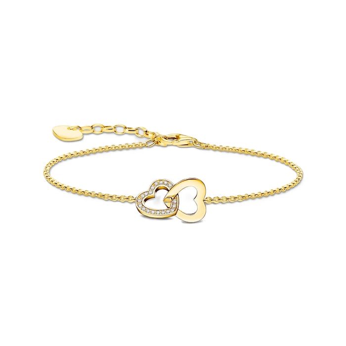 Thomas Sabo Yellow Gold Coloured Cubic Zirconia Stone Intertwined Hearts Bracelet