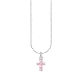 Thomas Sabo Sterling Silver Pink Cubic Zirconia Stone Cross Pendant Necklace