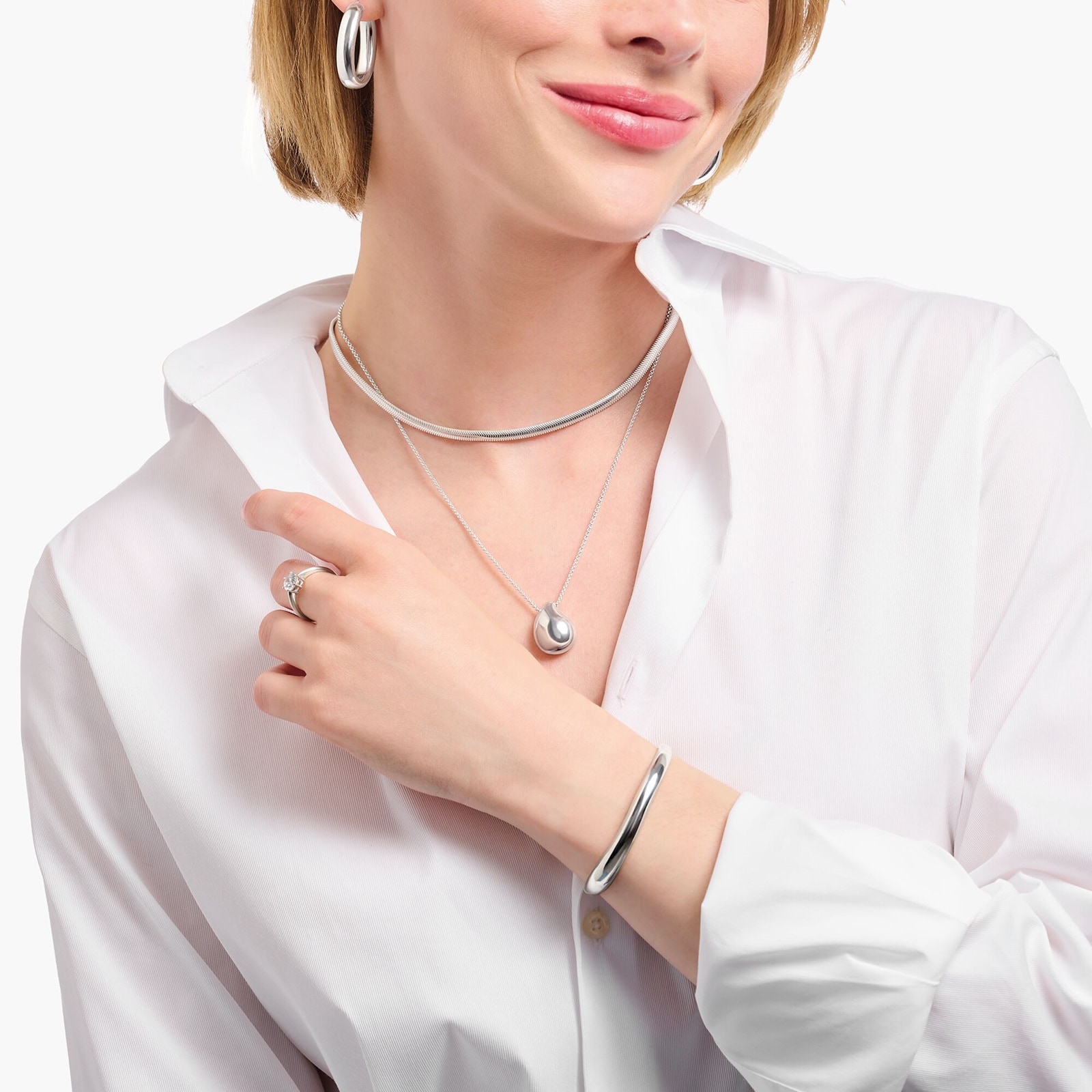 Thomas Sabo Sterling Silver Bold Elegance Drop Pendant Necklace