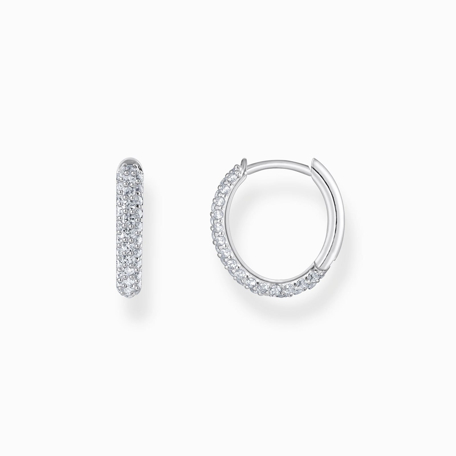 Thomas Sabo Sterling Silver Sparkling Pavé Cubic Zirconia Stone Hoop Earrings