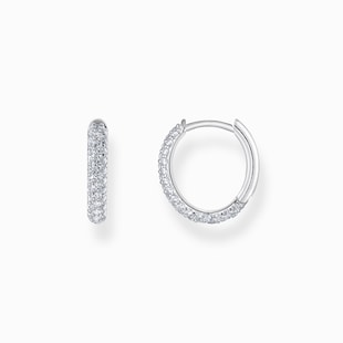 Thomas Sabo Sterling Silver Sparkling Pavé Cubic Zirconia Stone Hoop Earrings
