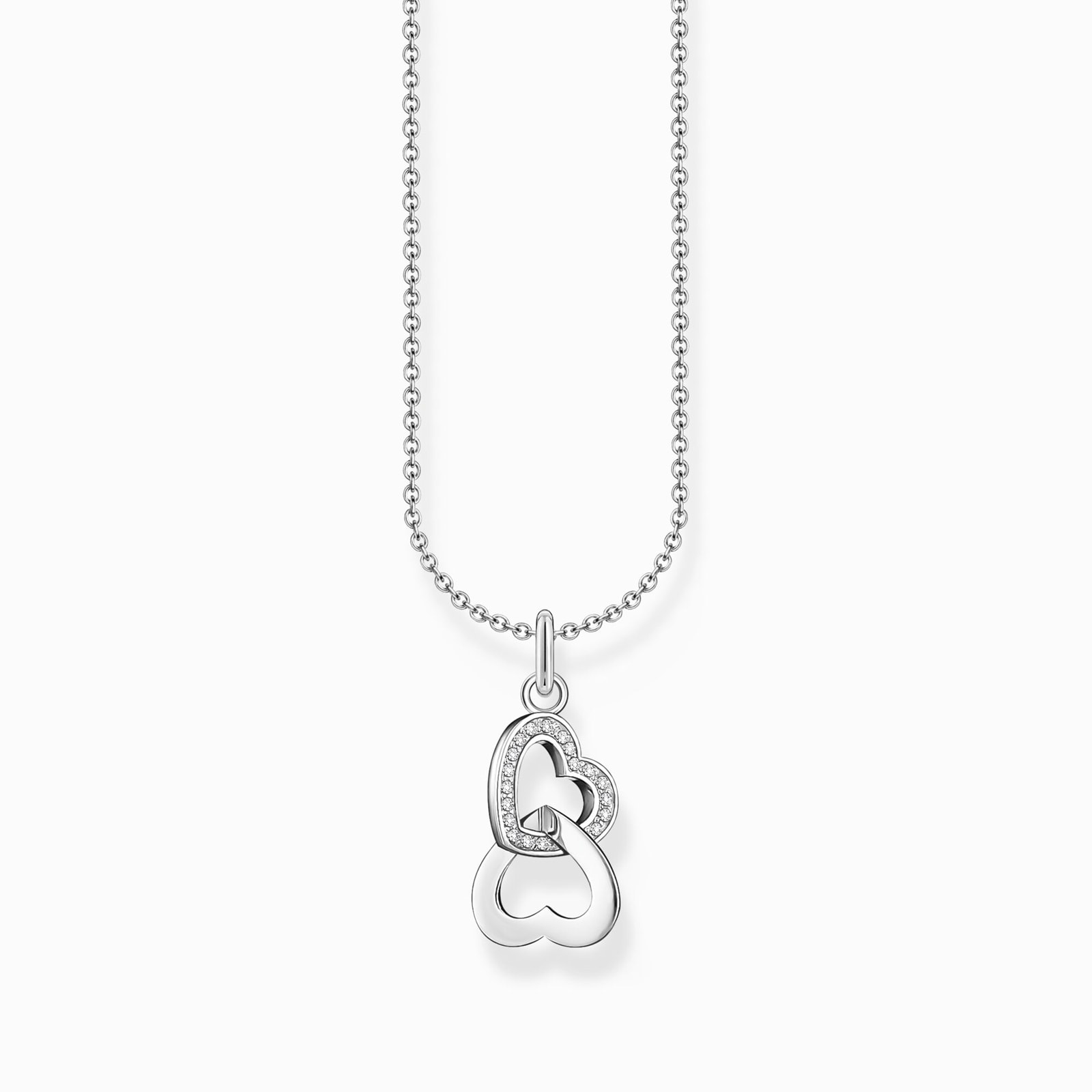 Thomas Sabo Sterling Silver Cubic Zirconia Stone Intertwined Hearts Pendant Necklace