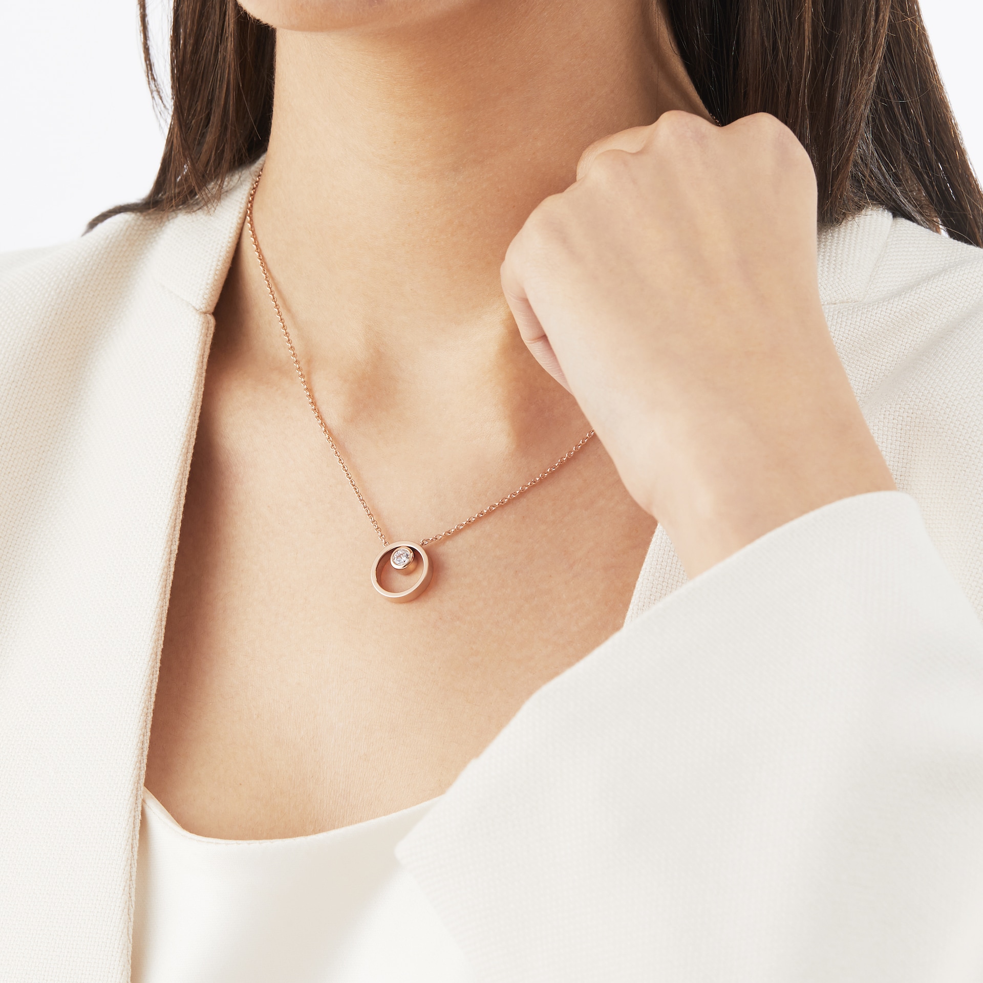 Skagen Elin Rose Gold Coloured Crystal Circle Necklace