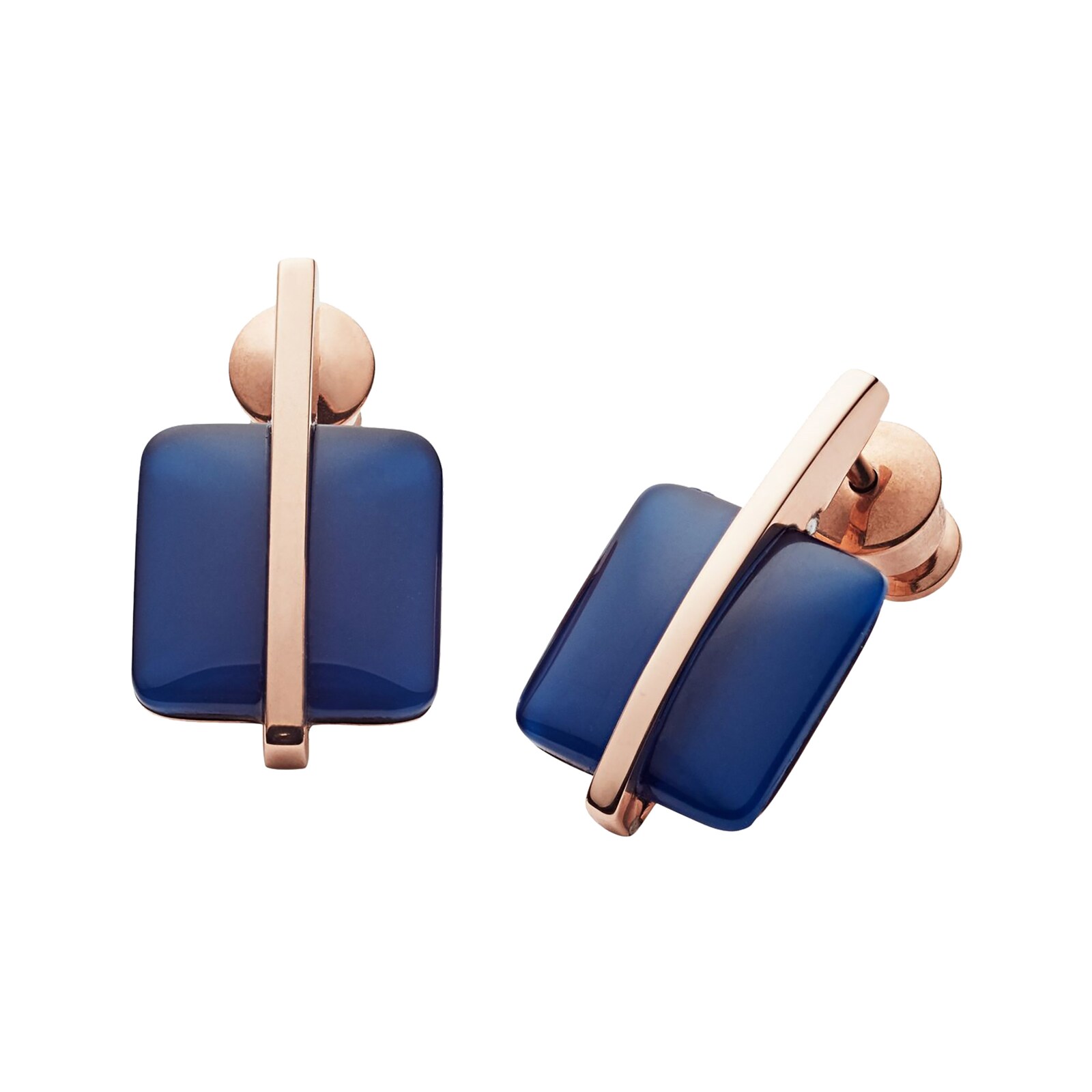 Skagen Rose Gold Coloured Blue Sea Glass Drop Earrings