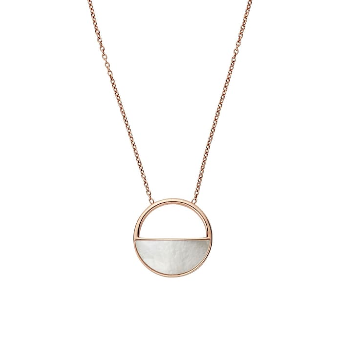 Skagen Agnethe Rose-Gold-Tone and Mother-of-Pearl Short Pendant Necklace