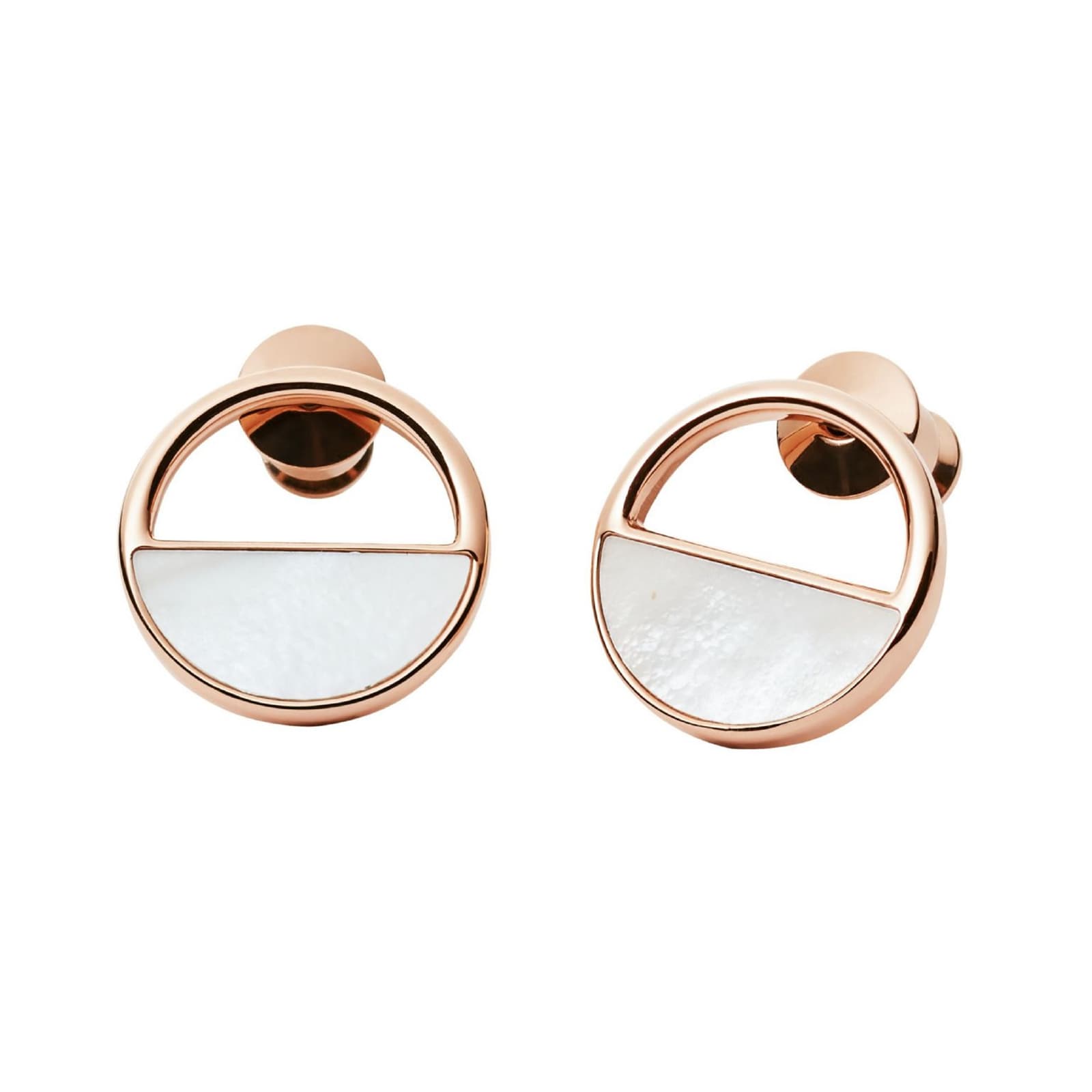 Skagen Agnethe Rose Gold Coloured Mother of Pearl Stud Earrings