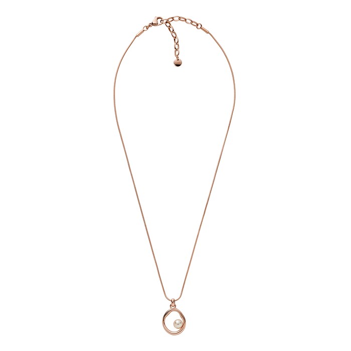 Skagen Agnethe Rose Gold-Tone Stainless Steel Pearl Pendant Necklace